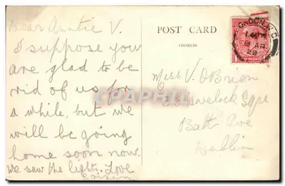 Charing Cross, Londyn — pomnik Scotta, stare samochody — wydawca nie widoczny — Rewers