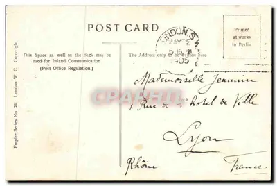 Casas do Parlamento — Londres — Série Empire W.C. London No. 21 — Verso