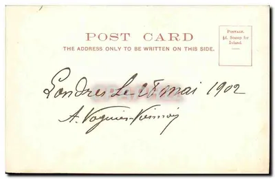 O Monumento — Londres — carta postal datada 1902 — Verso