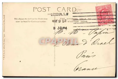 Londyn: General Post Office — widok budynku z kolumnadami — F.A. Londyn Series n° 522 — Rewers