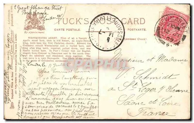 Westminster Abbey — widok z katedry i wieży Big Ben — Tuck's Postcard — Rewers