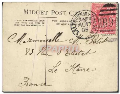 Picnik w rodzinie — cztery dzieci — Midget Post Card — Rewers