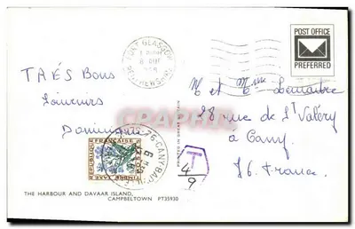 Port Campbeltown — widok portu z łodziami — wydawca The Harbour and Davaar Island — Rewers