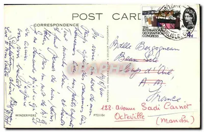 Bilhete postal moderno Windermere — Verso