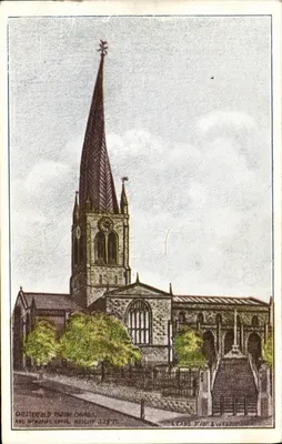 Igreja Paroquial de Chesterfield — editor A. H. Knight, série Derbyshire Views