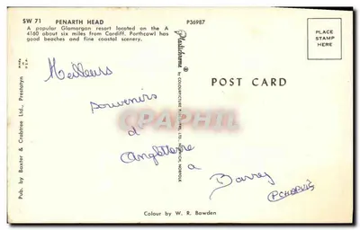 Penarth Head — Penarth Head, Glamorgan, przy brzegu morza — Wyd. Baxter & Crabtree Ltd., Prestatyn — Rewers