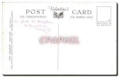 Carta postal ilustrada da costa de Hampshire e de Dorset — editada por Valentine & Sons Ltd — Verso