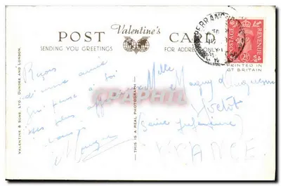 Droskyn Point, Perranporth — vista da costa rochosa com farol — Valentine & Sons Ltd, Dundee — Verso