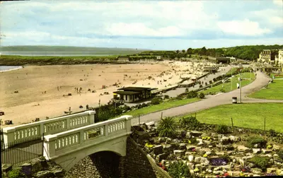 A Promenade, Barry Island — vista panorâmica da praia e do parque — The Promenade, Barry Island, PT28100