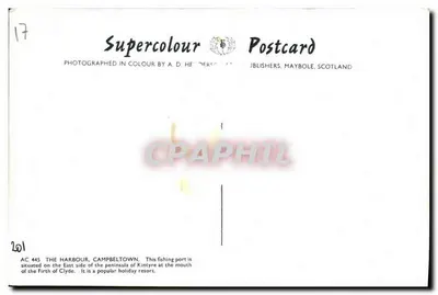O porto de Campbeltown — supercouleur — editor Supercolour Postcard, Maybole, Escócia — Verso