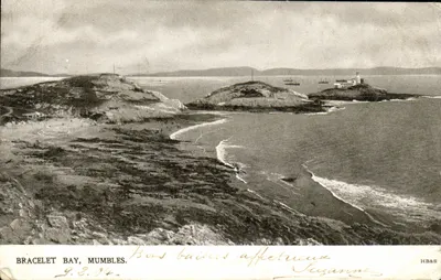 Bilhete postal antigo Bracelet Bay Mumbles