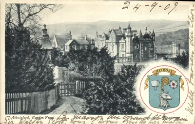 Abbotsford, Garden Front — vista do castelo de Melrose — editor Melrose