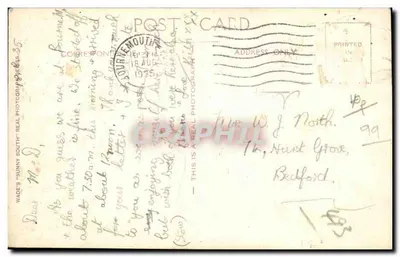 Bilhete postal antigo The Undercliff Drive from Boscombe — Verso