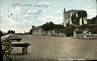 Castelo de Shane's Co. Antrim — ruínas e canhões — W. Lawrence, Dublin