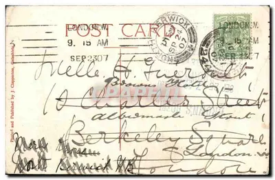 Bilhete postal antigo Mosteiro de Melrose vista do sul — Verso
