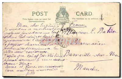 Bilhete postal antigo Aberystwyth a partir da Constitution Hill — Verso