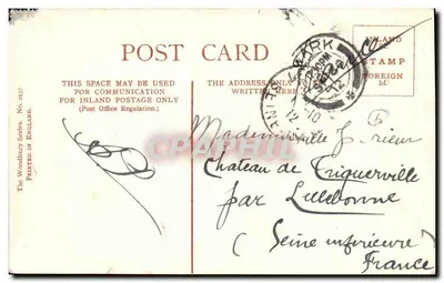 Bilhete postal antigo The Castle Grounds Newark on Trent — Verso