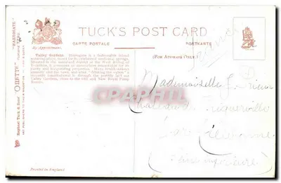 Harrogate Valley Gardens — pittoreske uitzicht — Antieke ansichtkaart Tuck n°7282 — Achterkant
