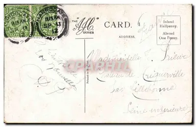 Bilhete postal antigo Harrogate — Verso