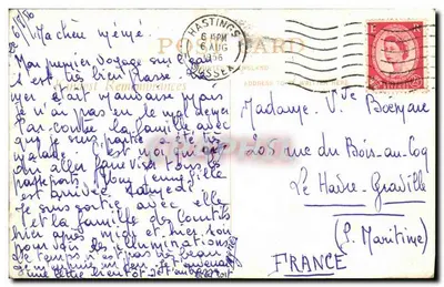 Tarjeta postal antigua St Leonards and Hastings — Reverso