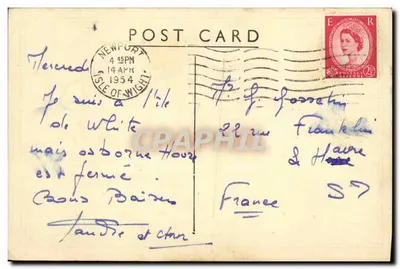 Île de Wight — Carte postale touristique — G.W. Bacon & Co. Ltd. Edina Place, Édimbourg — Achterkant