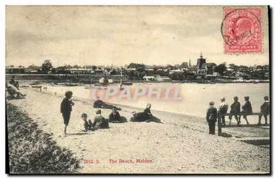A Praia, Maldon — vista da praia com pessoas — editor não identificado, n° de série 2612.2