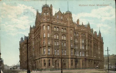 Midland Hotel, Manchester — vista do hotel — editor J. W. (n° 45523)
