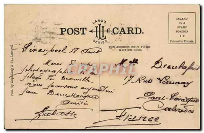 Bilhete postal antigo Parque dos Príncipes Liverpool Cisnes — Verso