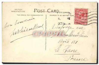 Liver Buildings and Dock Office, Liverpool — J.V. editora, n° 68489 — Verso