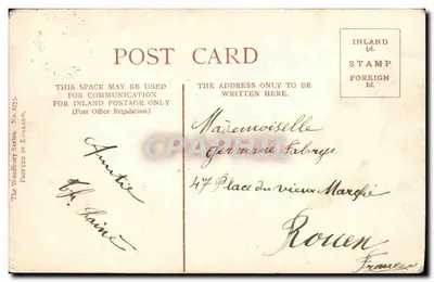 Wnętrze kościoła — widok wewnętrzny — The Woodbury Series, No. 2753, wydrukowane w Wielkiej Brytanii — Rewers