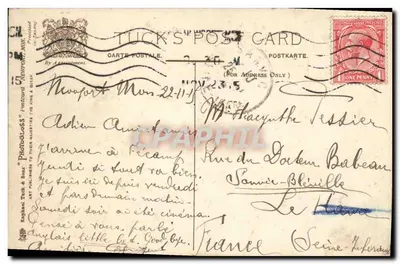 Newport, Mon, Castelo e Ponte — Tuck's Postcard, série 26 M — Verso