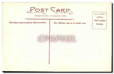 Oxford, New College Gateway — Fundado A.D. 1386 — Davis's, 2, Cornmarket, Oxford — Verso