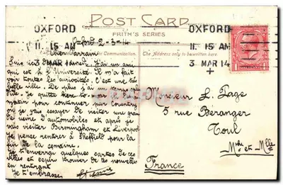 Oxford, Capela do Keble College — (Fundada A.D. 1870) — Série Frith — Verso