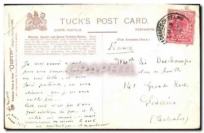 St Leonards - Praça do Guerreiro e Estátua da Rainha Vitória — Tuck's Post Card — Verso