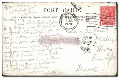 St Leonards Gardens — vue du lac et des allées — imprimé sur la carte — Verso