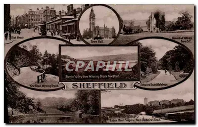 Bilhete postal antigo Sheffield