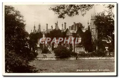 Singleton Abbey, Swansea — Vista da abbadia vitoriana — editor desconhecido, n°1