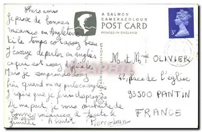 York Minster visto do Nordeste — 'A Salmon Cameracolour Post Card' — Impresso na Inglaterra — Verso