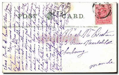 Bilhete postal antigo Guernsey Cobo Bay — Verso