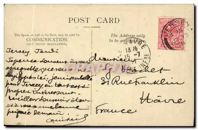 Farol da Corbière — Jersey — editor desconhecido, n° 62 — Verso