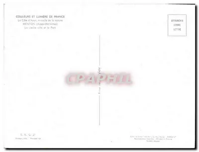 Menton — La vecchia città e il porto — Granger, Impr. 101 — Verso
