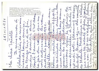 Schody Królowej Berthy w Chartres — Aquarelka Guy NICOT — Wydawnictwo LÉONTÉ — Rewers