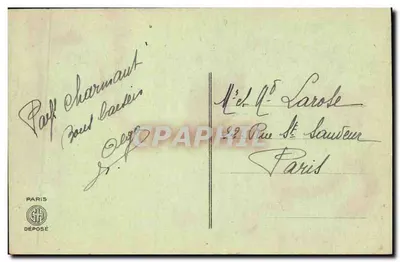 Caza de caza menor — escena de campo — editor París Depositée — Reverso