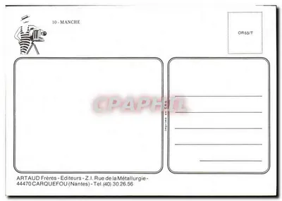 Manche — Carta geográfica com farol e castelo — Artaud Frères — Verso