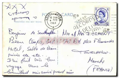 Polygon Hotel — Southampton — carta postal colorida — Verso