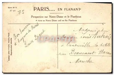 Parigi... in giro — Prospettiva su Notre-Dame e il Panthéon — Edizione d'Arte YVON, Neaullly — Verso