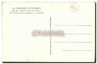 Mężczyzna pijący cydr — Normandia — Le Goubey — Rewers
