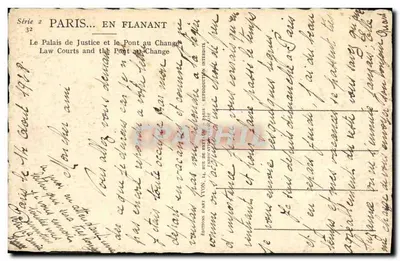 Paris — Le Palais de Justice et le Pont au Change — Éditions d'Art Yvon, Série 2 n°32 — Verso
