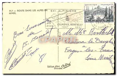 Rota nas Alpes no inverno — H.7 — Edição de Arte André, Grenoble — Verso