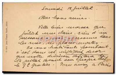 Bilhete postal antigo Julich Hexenturm — Verso